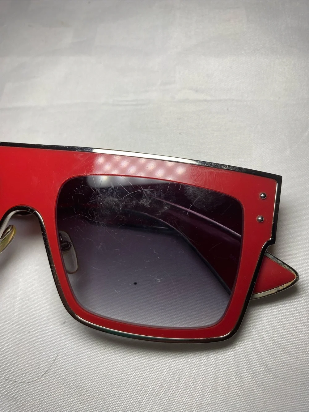 Moschino Red and Black Oversized Square Sunglasses